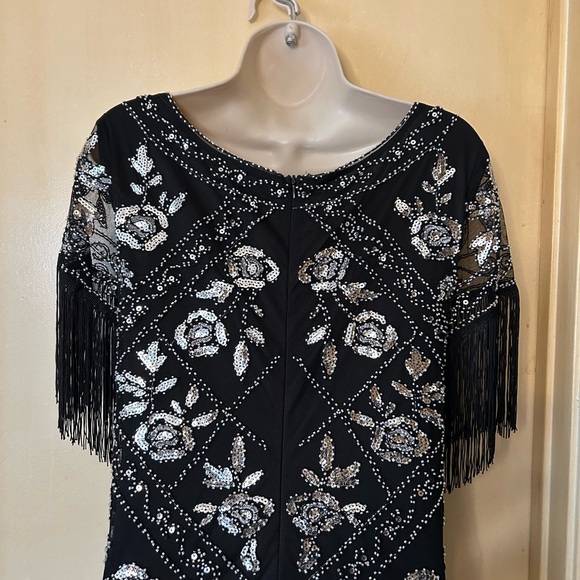 Babeyond 1920’s Full Length Black and Silver Flapper Dress size XL - Picture 10 of 14